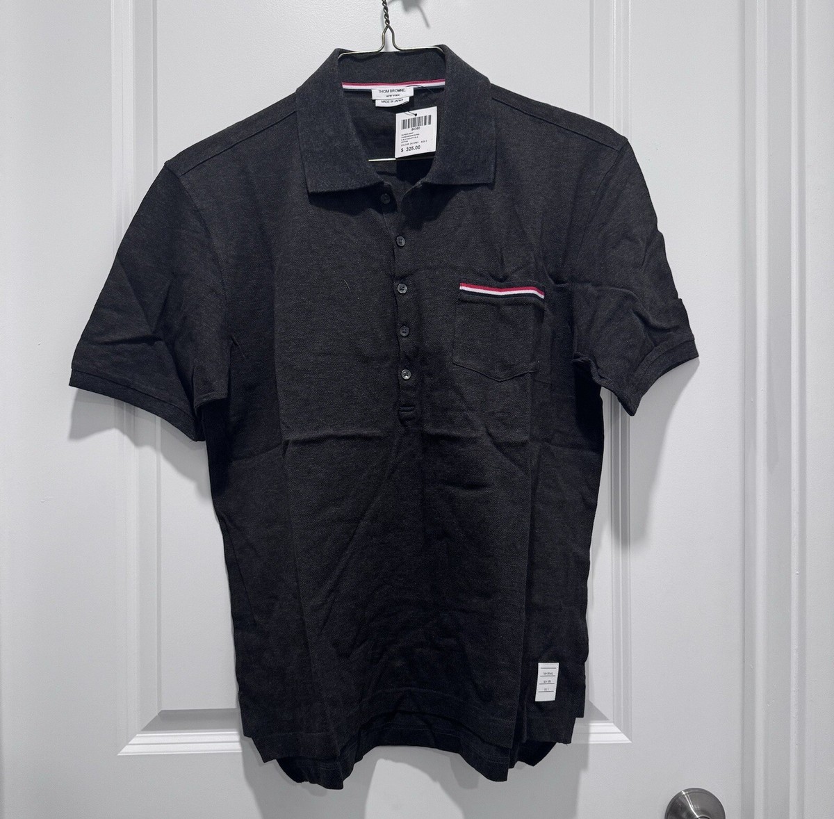 THOM BROWNE M PRE S SLV POCKET POLO COTTON DARK GREY SIZE 2 NWT | eBay THOM BROWNE M PRE S SLV POCKET POLO COTTON DARK GREY SIZE 2 NWT | eBay