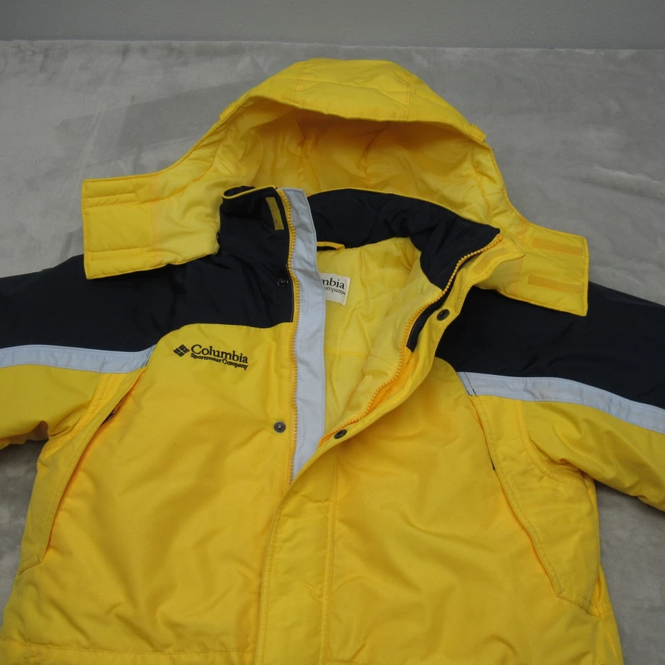 Columbia Fire Ridge Parka Juvenil 18/20 Amarillo Capucha A Presión Aislada Cremallera Completa Chaqueta Foto 3 de 4