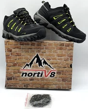 NORTIV 8 Quest 2 Mens 8.5 Waterproof Hiking Shoes Black  / Green NEW w/ BOX