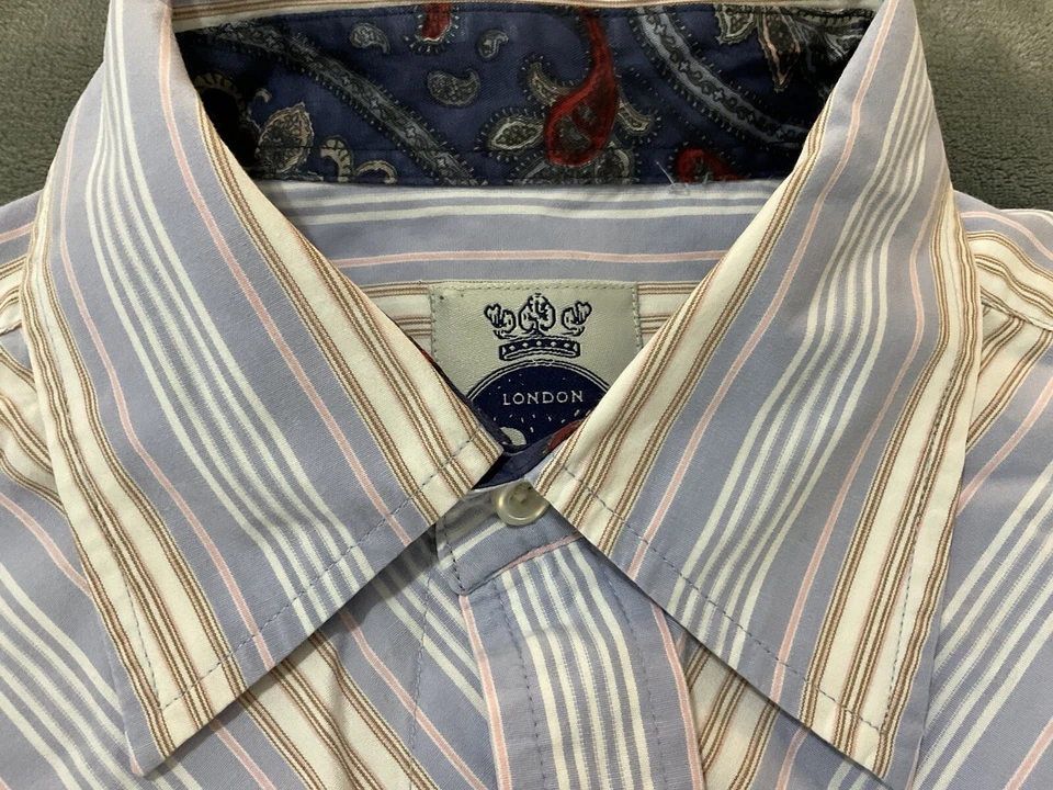 Camisa Robert Graham Cachemira Bordada L/S Multicolor Rayas Talla Grande De Colección Foto 3 de 4