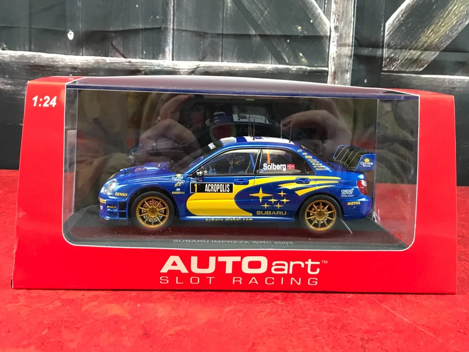 NEW IN BOX Diecast Car Autoart Slot Racing BLUE 2004 SUBARU IMPREZA WRC 1:24 - Image 2 of 4