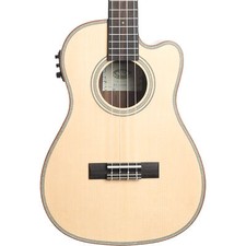 Kala Solid Spruce Striped Ebony Baritone Cutaway Ukulele W/ Eq