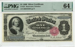 Reproduction $1 Educational 1896 Silver Certificate George & Martha Washington E - Foto 3