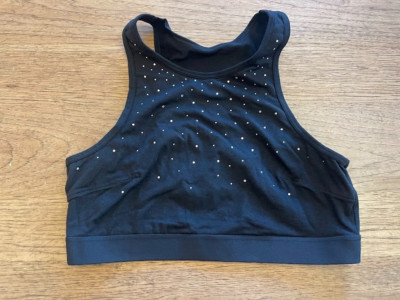 Victoria's Secret Sport Black Bling X-SMALL Cotton High Neck Sport Bra VS