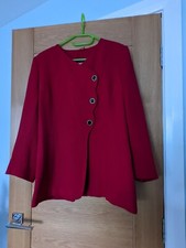 Women's Jacket Kasper For Asl Red 100% Wool Size 14 Lined Party Formal Wear