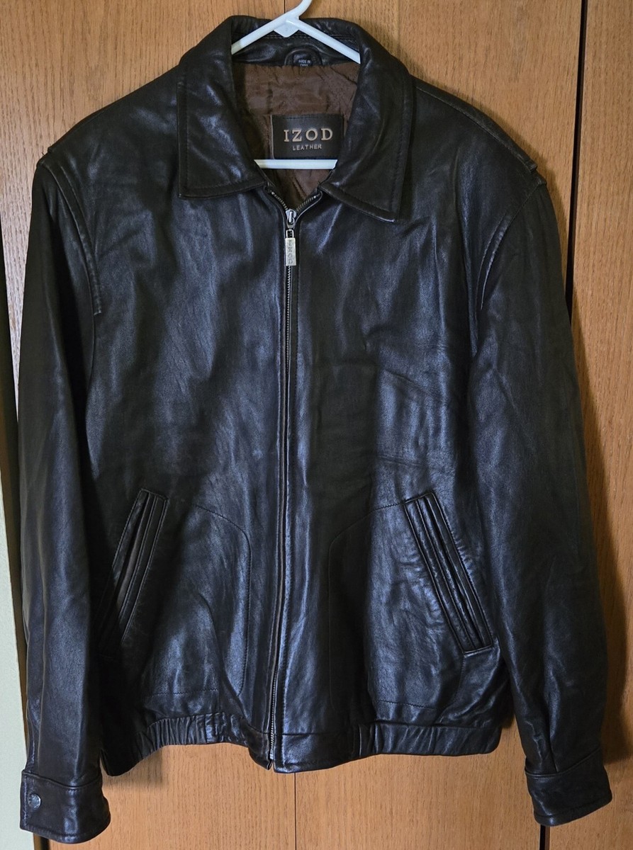 Men's Izod Leather Coat Dark Brown Large