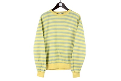 Vintage Puma Sweatshirt Women's Size L Yellow Crewneck Pullover Jumper 90s Sport