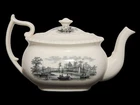 Antique Rare English Teapot Semi Porcelain Copeland Spode Marine Landscape