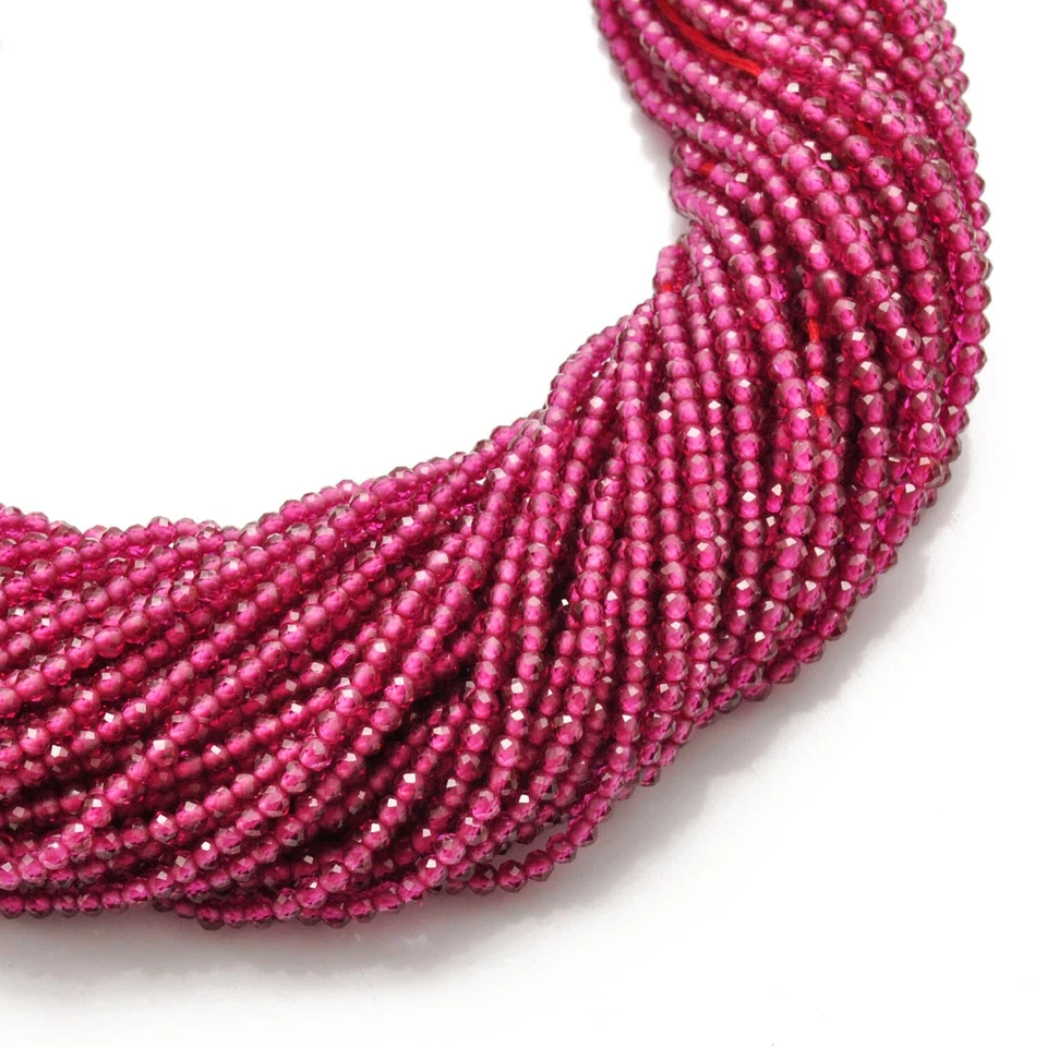 2mm Red Hydro Ruby Round Faceted Gemstone Beads Strand 13" inch - Image 3 of 4