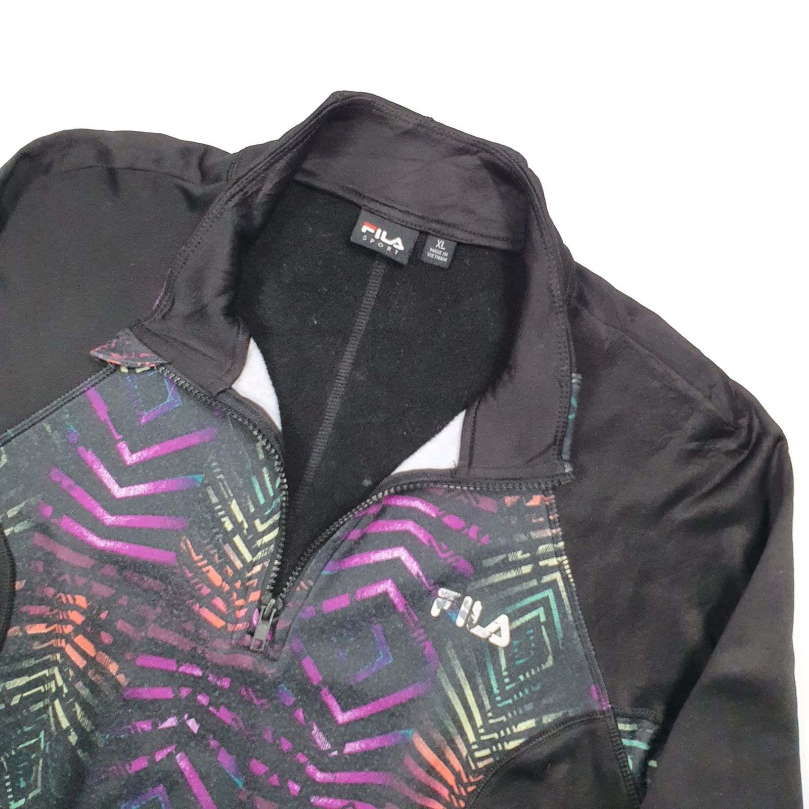 Womens FILA Activewear Polyester 1/4 Quarter Zip Jumper Sweatshirt XL image 2