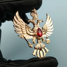 WWII Russian Double Head Eagle Badge Freemason Pin Brooch USSR 