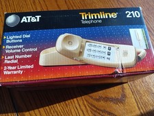 Vintage 80s Phone AT T Trimline 210 Landline Telephone Ivory Beige Nice In Box