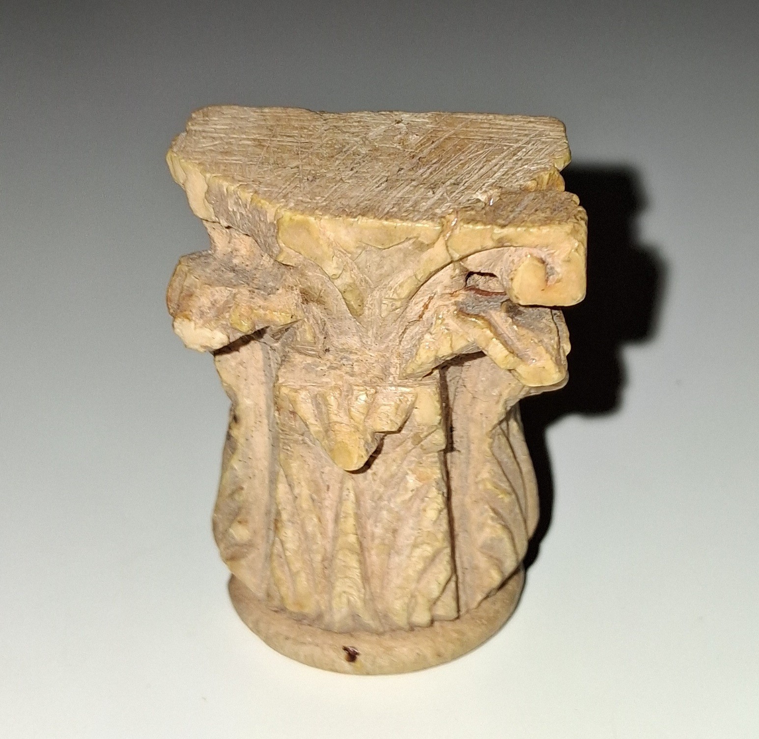 Ancient Possibly Italian Grand Tour Souvenir Carved Capital Cresting - Label