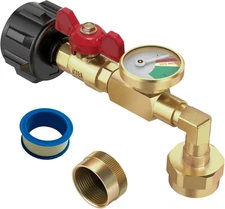 Propane Refill Adapter with Gauge & ON/Off Valve QCC1 Elbow Connector for 20lb t