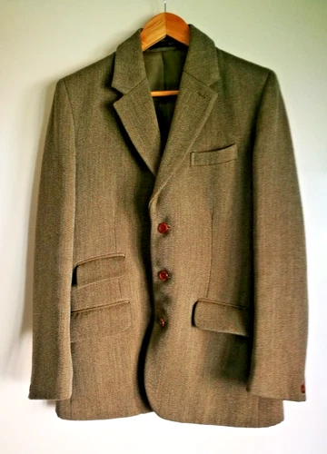 John Brocklehurst keepers 38L Tweed Blazer Mens  Green Check Wool Country Jacket