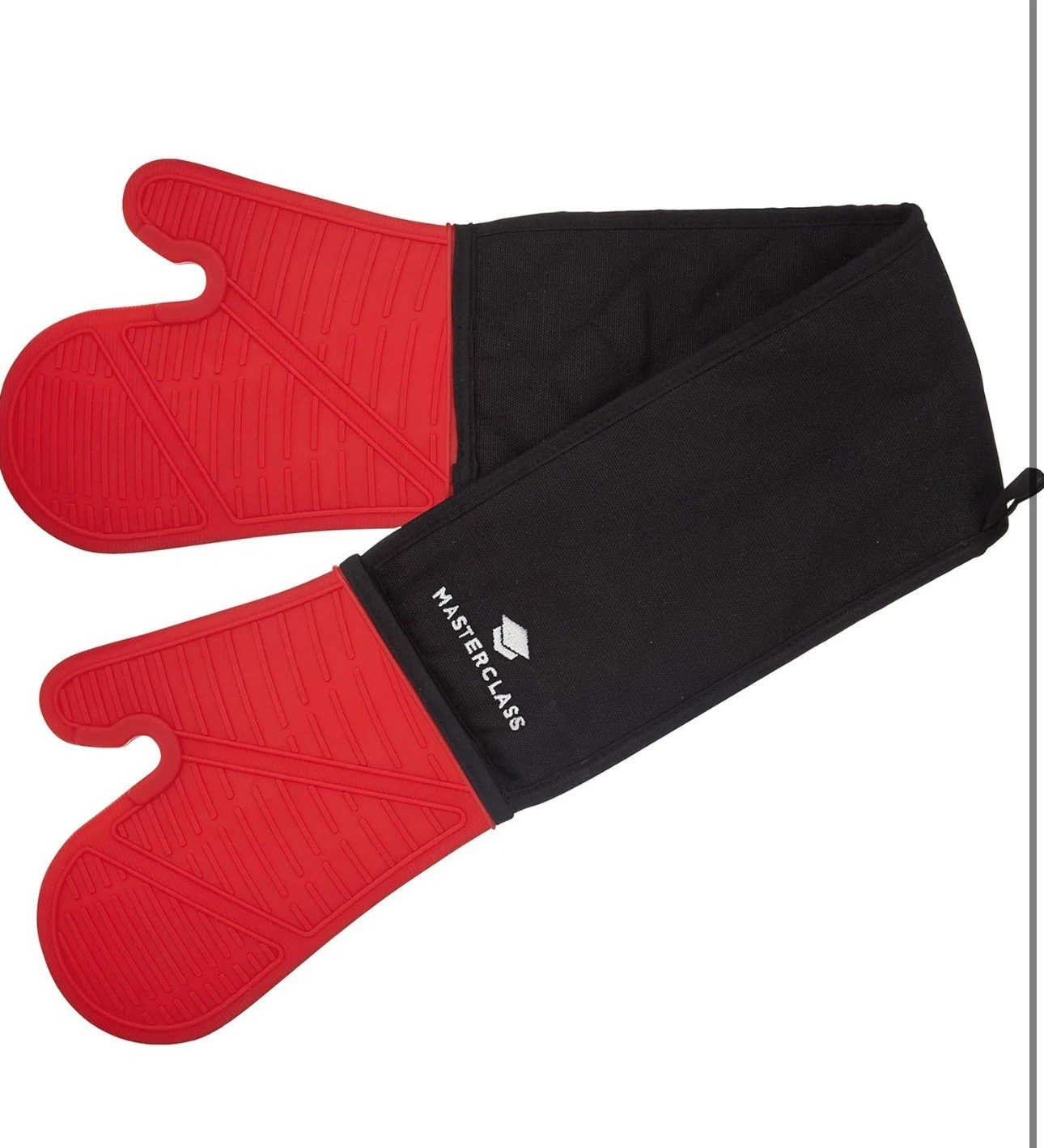 MasterClass Silicone Heat Resistant Double Oven Glove Red/Black Water Proof New