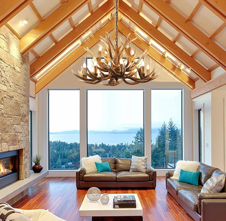 Farmhouse Antler Chandelier 12-Light, Lagre Rustic Antler Light Fixtures, 22 ... - Image 3 of 4