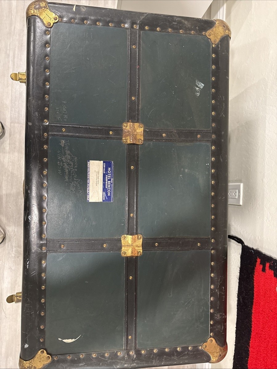 Antique Eagle Lock Company Vintage Steamer Trunk Chest | eBay