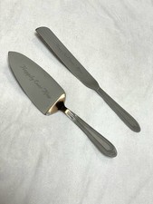 Happily Ever After Silver Metal Wedding Cake Serving Set Knife Server