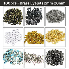 Brass Eyelets 2mm-20mm Grommets DIY Leathercraft Shoes Bags Clothing 100pcs