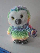 Nanco Plush Owl Rainbow Glitter Eyes Stuffed Animal Plush 7" With Tag