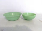 LOT 2 OLD VINTAGE GREEN JADEITE BOWL Fire-King Jane Ray Bowl 8" AND UNMARKED 6"