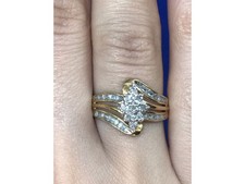925 Sterling Silver Gold Plated CZ Ring Size 7