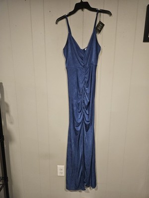 Area Star Women s Medium Blue Center Ruched BodyCon Dress Adjustable Straps NWT 