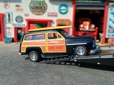 Ho Slot Car 1950 Satain Black Mercury Wood wagon New Metal Body With New Ultra G