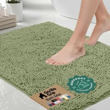 36x24 Bath Rug Chenille Microfiber Quick Dry Non-Slip Washable Sage Green