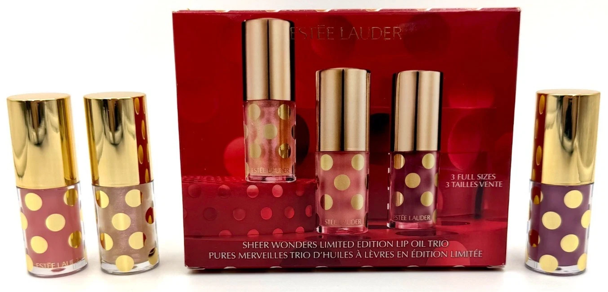 Estee Lauder Sheer Wonders Lip Oil Trio Set ~ Cheer / Celebrate