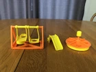 VTG RARE ORANGE & YELLOW FISHER PRICE LITTLE PEOPLE SWINGS SLIDE MERRY GO ROUND