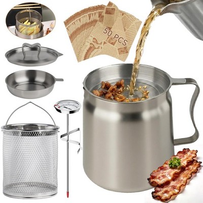 Filter Pot 68oz Large Capacity Stainless Steel 6 PCS SKU030022 Oil Bacon Grease