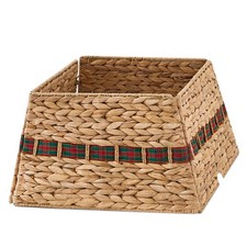 Wicker Christmas Tree Collar, Handcrafted Woven Hyacinth Tree Skirt, Rattan C...