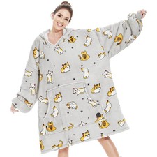 Oversized Sherpa Hoodie Blanket for Women, Cozy Cat Gifts for Teens