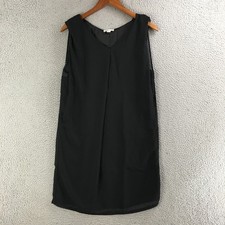 Covet Dress Womens S Shift Sleeveless V-Neck Back Zip Career Sheath Casual Black