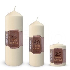 Round Pillar Candles Ivory Wedding D�cor Event Church Long Burn Time Wax Candles