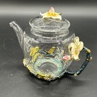 Adorable Flower Clear Glass Teapot Beautiful Stunning Add To Your Collection