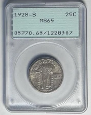 1928-S Standing Liberty Quarter PCGS MS65 Rattler Very Nice OGH Old Holder SLQ