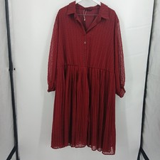 Bloomchic Burgundy Lace Trim V-Neck Flutter Sleeve Midi Dress plus size 28