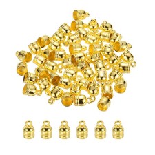 50-Pack Tassel Cord End Caps, 4.8mm ID Kumihimo End Tip Gold Tone 