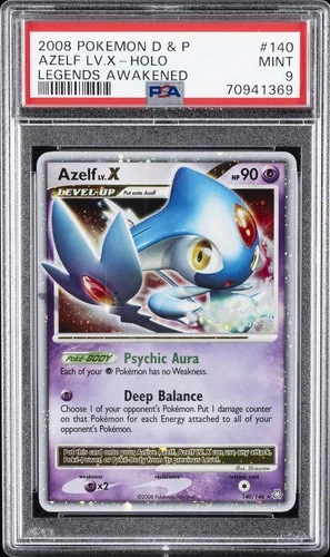 2008 POKEMON DIAMOND & PEARL LEGENDS AWAKENED #140 AZELF LV.X-HOLO PSA 9