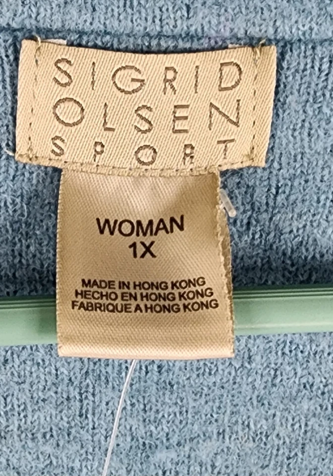 Sigrid Olsen Suéter Chaqueta Mujer 1X Azul Lana Abotonada Manga Larga De Colección Foto 4 de 4