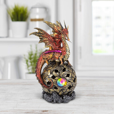 8''H Red Dragon On Light Up LED Orb Figurines Ornament Home Decor Unique Gift
