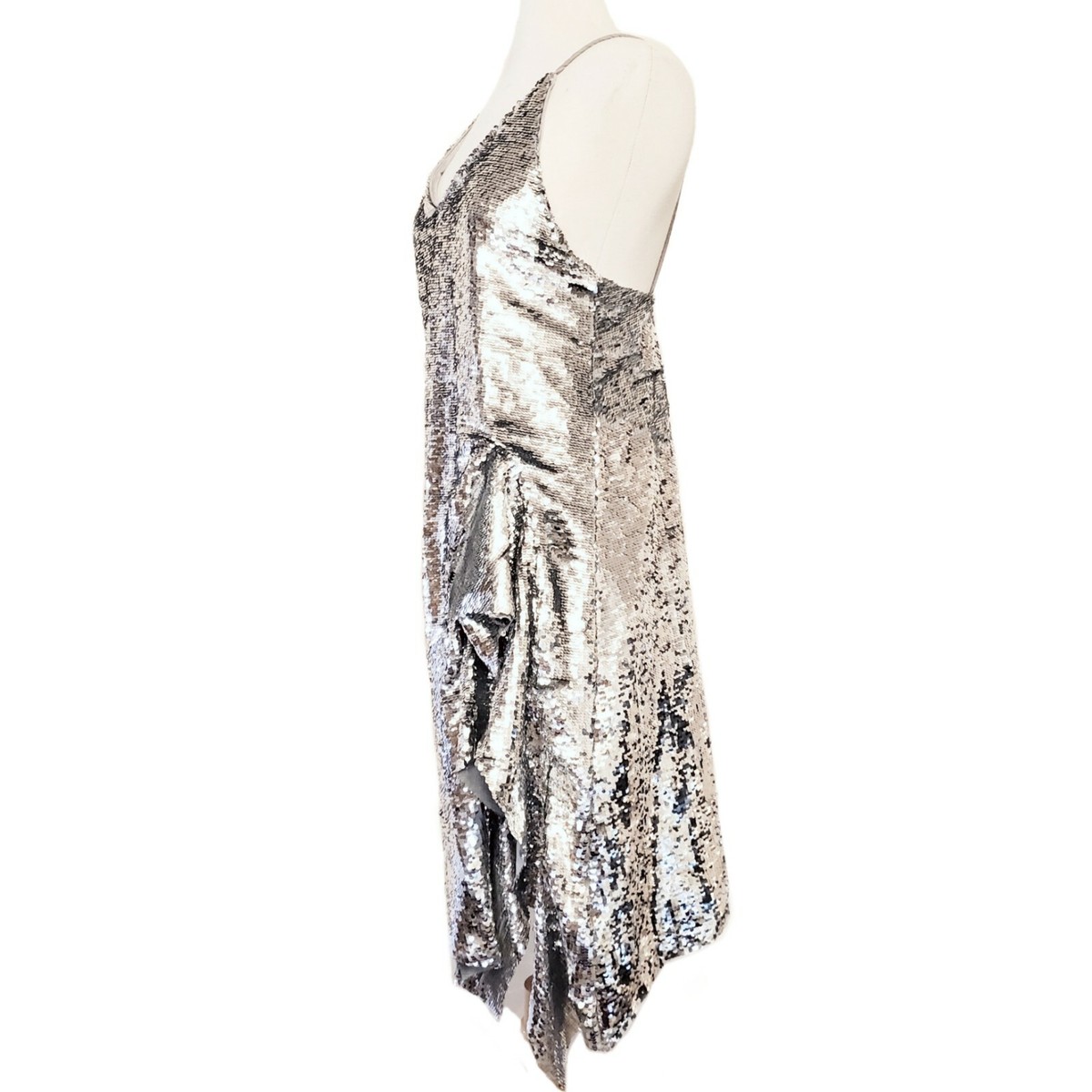 MO&CO MO CO NWT Sparkly Silver Sequins Party Mini Dress Thigh