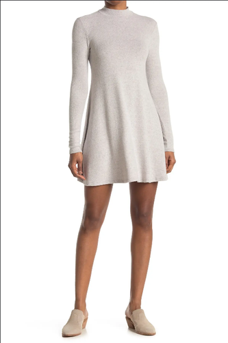 Cozy Mock Neck Long Sleeve Shift Dress 