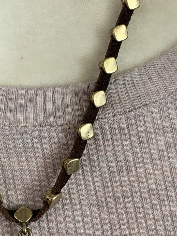 COLLAR COLGANTE MARCA LUCKY CADENA MIXTA CORDÓN AZUL TURQUESA Foto 3 de 4