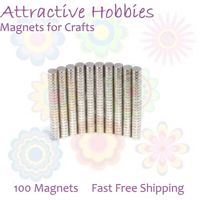 ATTRACTIVE HOBBIES 100 Very Strong 3x1 mm Magnets Tiny Neodymium Discs 3mm x 1mm For Crafts Models