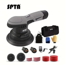 SPTA 12V Lithium Cordless Car Buffer Polisher Kit with Polishing Pads For Waxing