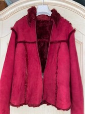 Giacca Pelliccia bordeaux vero shearling montone nuovo taglia M 